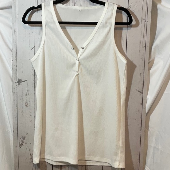 NWT Connie White Ribbed Tank - Picture 1 of 6